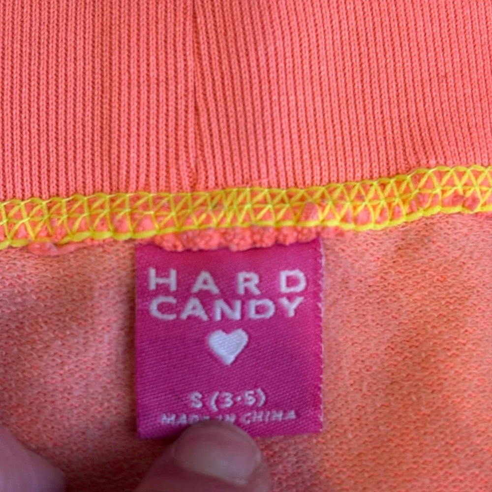 Y2K Hard Candy Coral Pink Heart Graphic Sequin Jogger Sweatpants Small 3-5 Retro